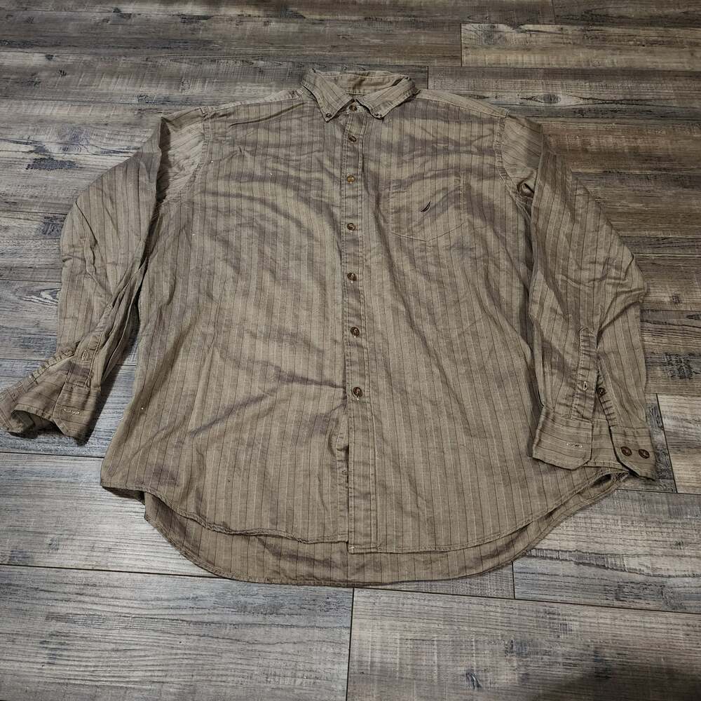 Nautica Men Brown dress shirt size XL 2629